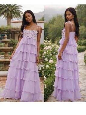 NWT Show Me Your MuMu Gabriella Maxi Dress in Lilac Enchanted Embellishment Sz S